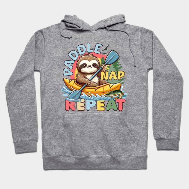 Funny Sloth Outdoor - Kayaking Sloth Hoodie by alcoshirts